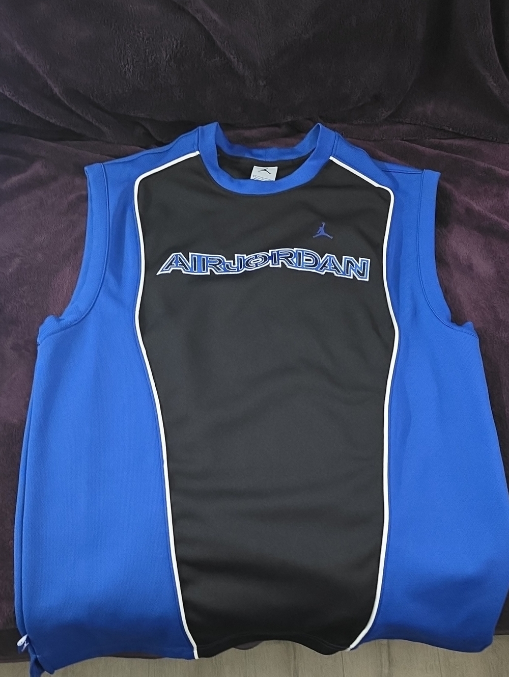 Air Jordan Sleeveless Athletic Top in Black and Royal Blue